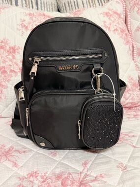 Madden NYC Women's Dome Pocket Backpack with Pouch, Black